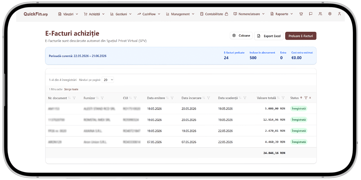 quickfin.erp - e-facturi achizitie