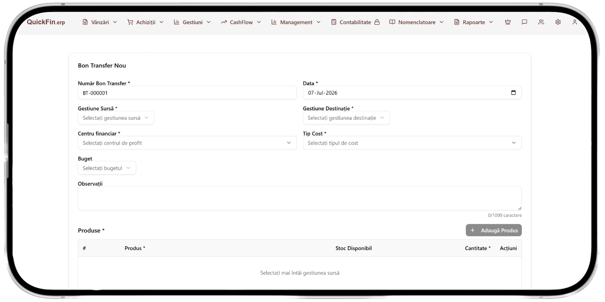 quickfin.erp - bon transfer nou